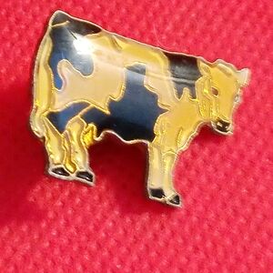 Gold and Black Cow Enamel Pin